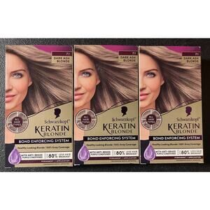 NIB Schwarzkopf Keratin Color Permanent Hair Color, 7.1 Dark Ash Blonde (3 Box)